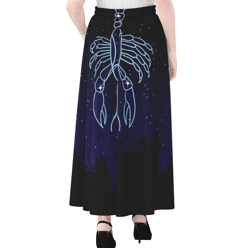 Cancer Constellation Print Chiffon Maxi Skirt