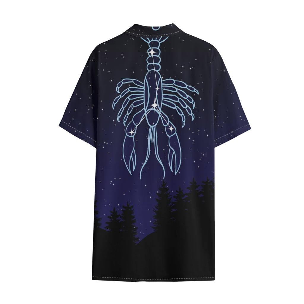 Cancer Constellation Print Cotton Hawaiian Shirt