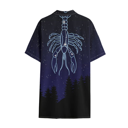 Cancer Constellation Print Cotton Hawaiian Shirt
