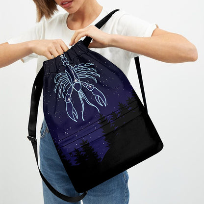 Cancer Constellation Print Drawstring Backpack