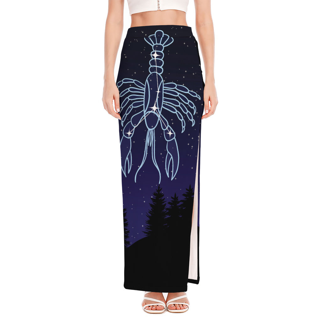 Cancer Constellation Print High Slit Maxi Skirt