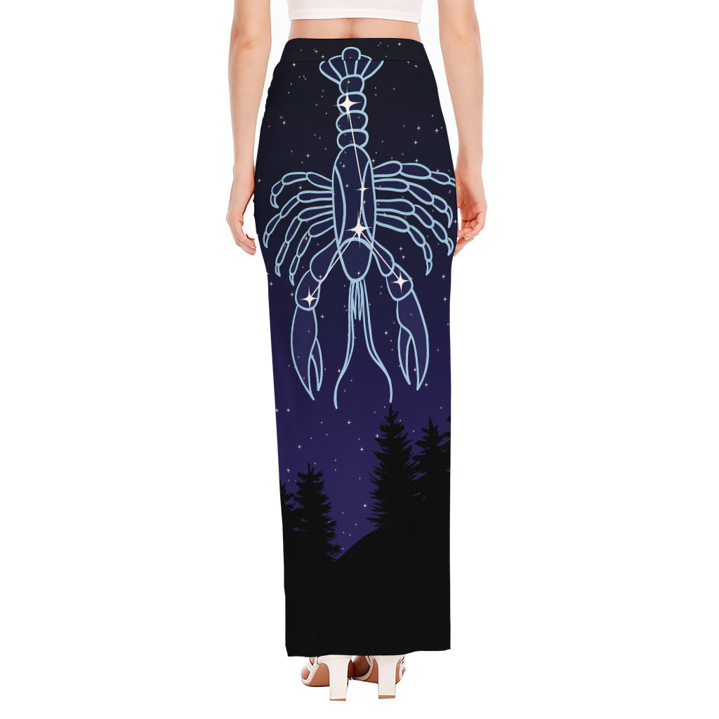 Cancer Constellation Print High Slit Maxi Skirt