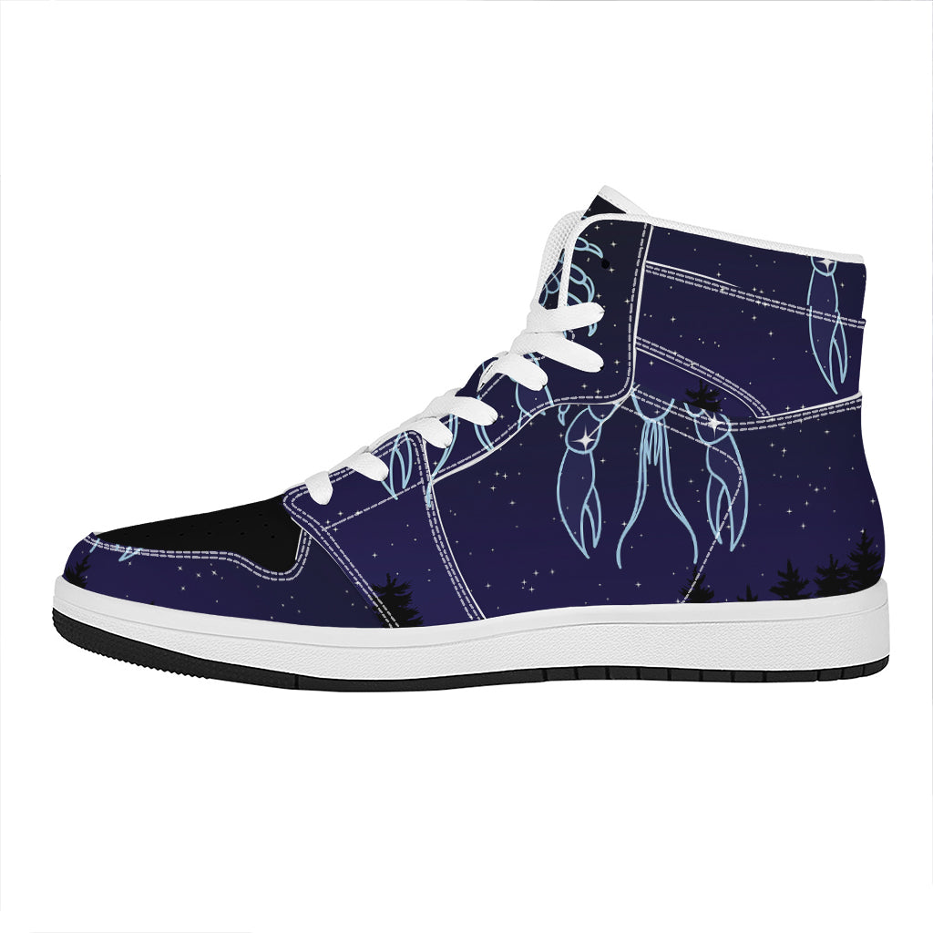 Cancer Constellation Print High Top Leather Sneakers