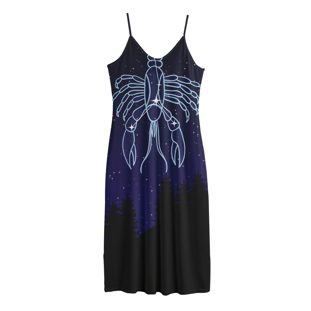 Cancer Constellation Print Jersey Midi Cami Dress