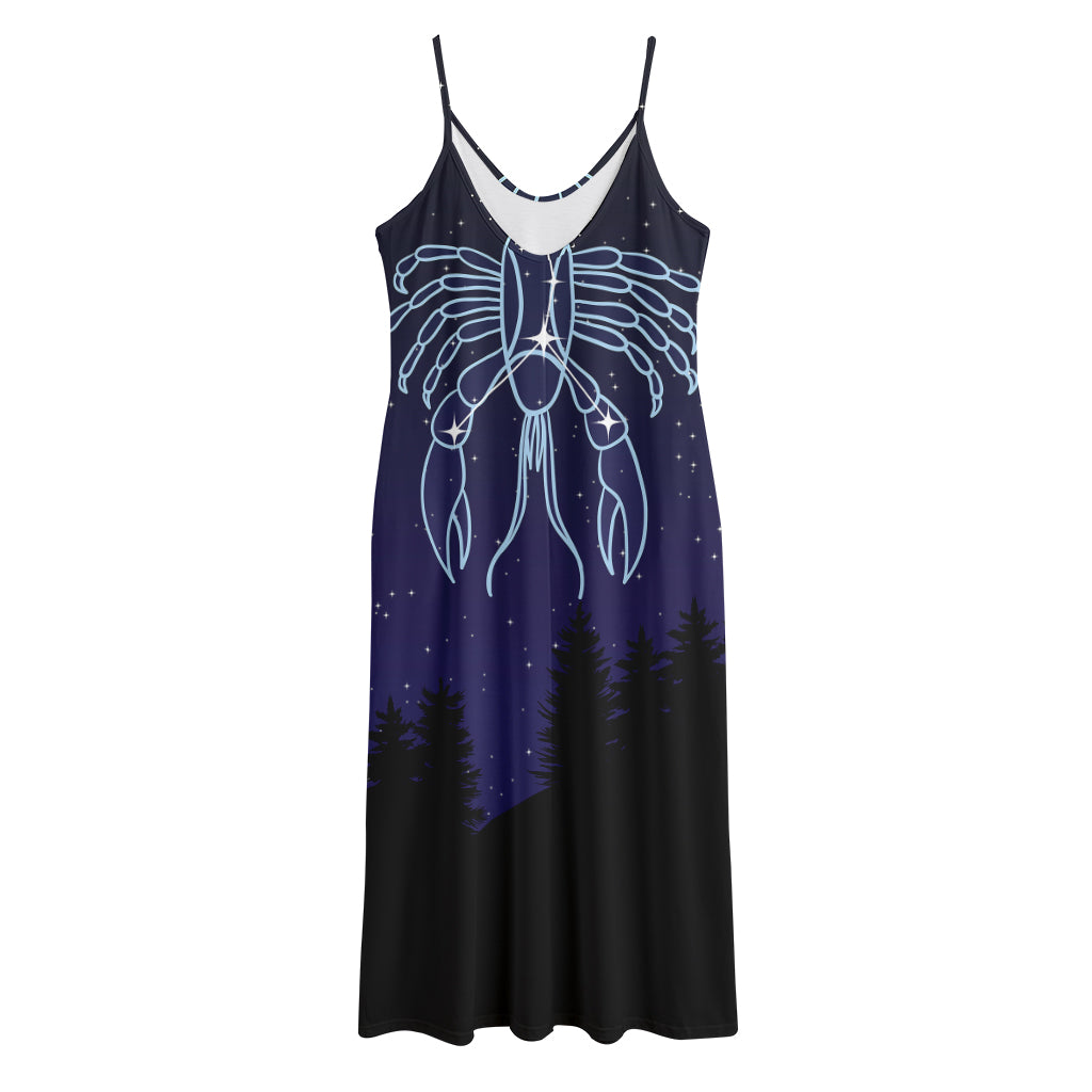 Cancer Constellation Print Jersey Midi Cami Dress
