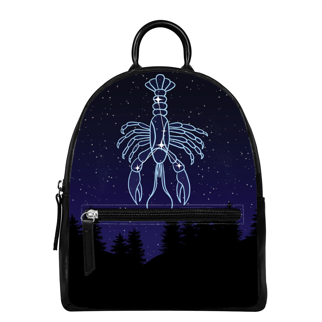 Cancer Constellation Print Leather Backpack