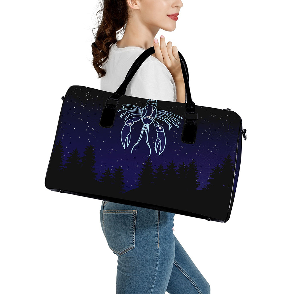 Cancer Constellation Print Leather Duffle Bag