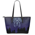 Cancer Constellation Print Leather Tote Bag With Zipper