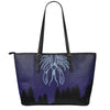 Cancer Constellation Print Leather Tote Bag