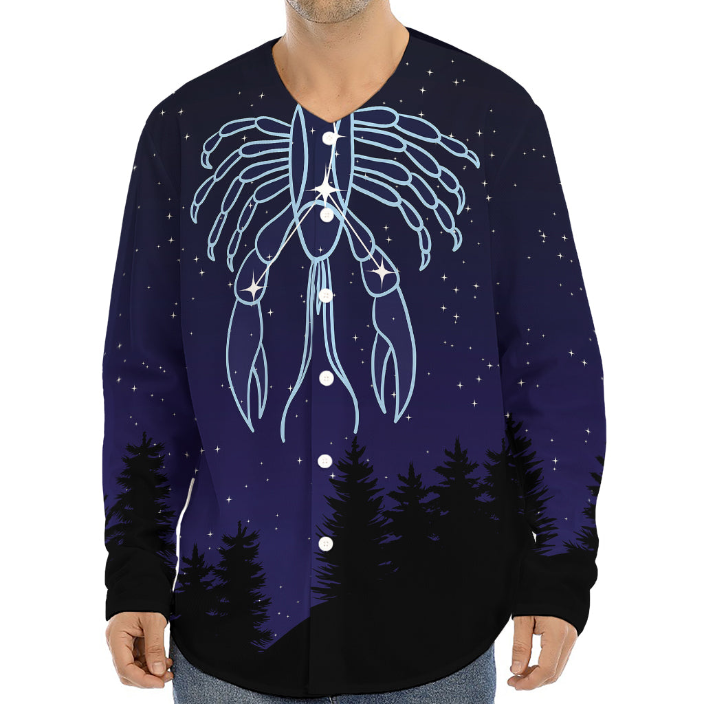 Cancer Constellation Print Long Sleeve Baseball Jersey