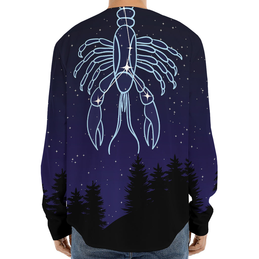 Cancer Constellation Print Long Sleeve Baseball Jersey