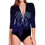 Cancer Constellation Print Long Sleeve Swimsuit