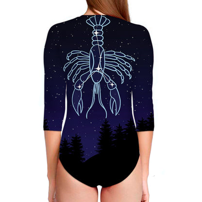 Cancer Constellation Print Long Sleeve Swimsuit