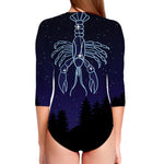 Cancer Constellation Print Long Sleeve Swimsuit