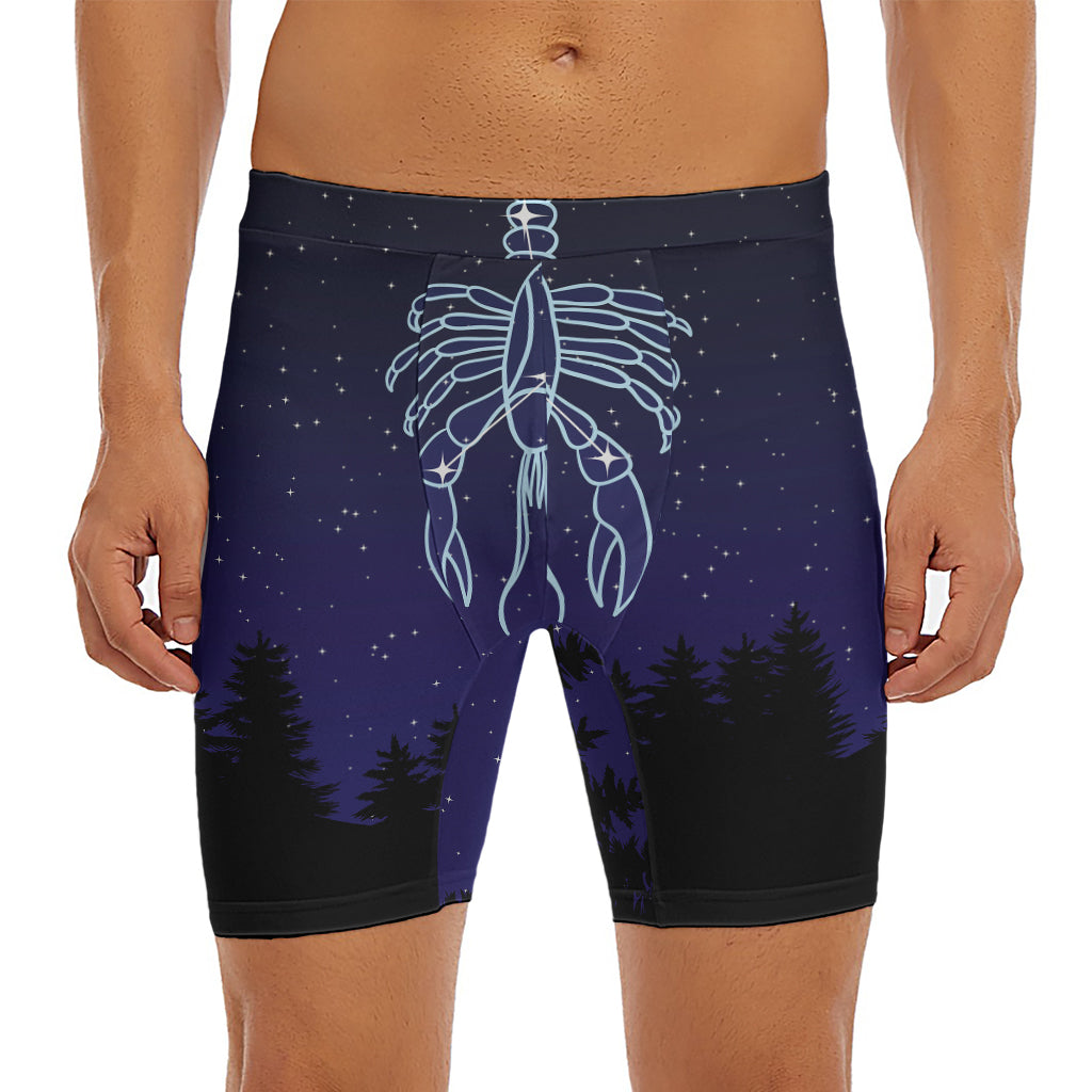 Cancer Constellation Print Men's Long Boxer Briefs
