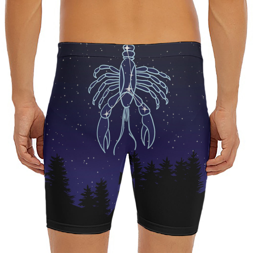 Cancer Constellation Print Men's Long Boxer Briefs