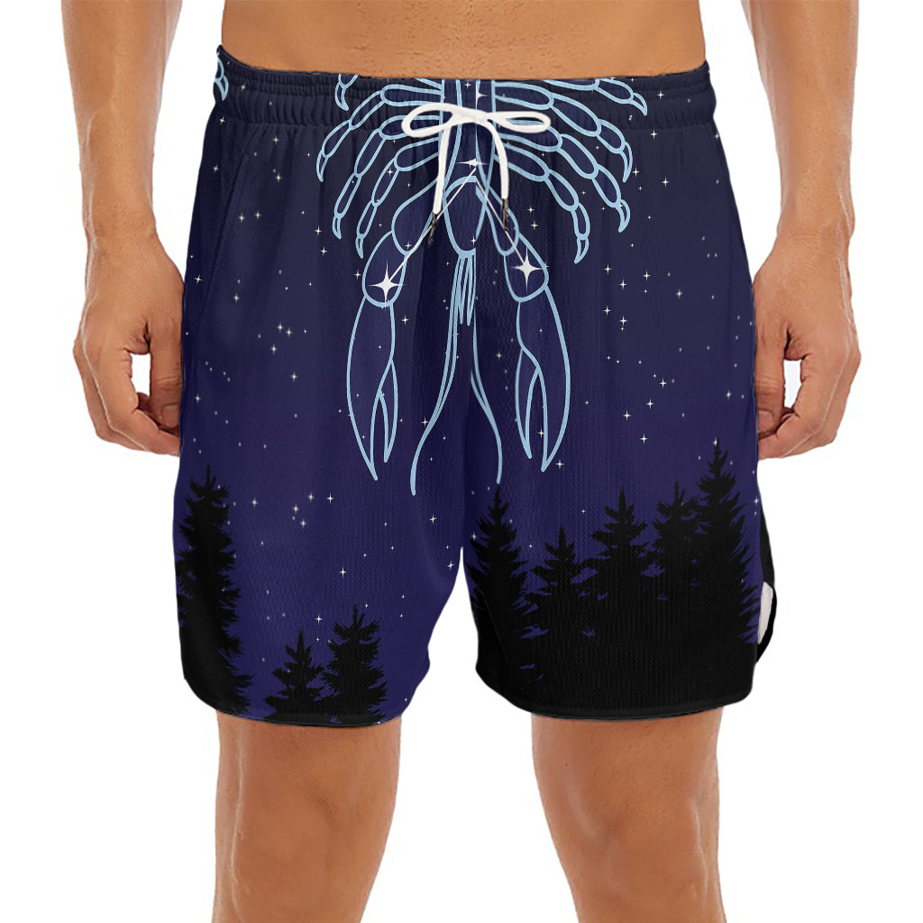 Cancer Constellation Print Men's Split Running Shorts