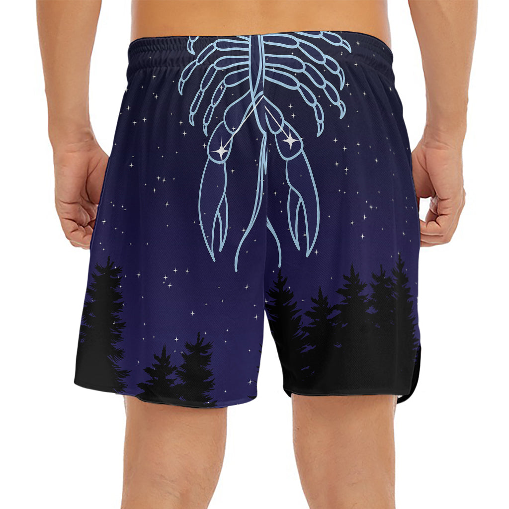 Cancer Constellation Print Men's Split Running Shorts
