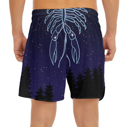 Cancer Constellation Print Men's Split Running Shorts