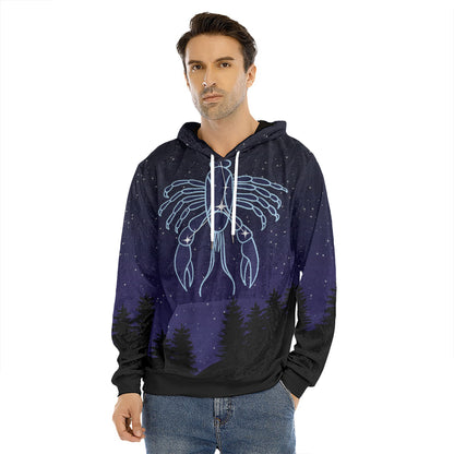 Cancer Constellation Print Men's Velvet Pullover Hoodie