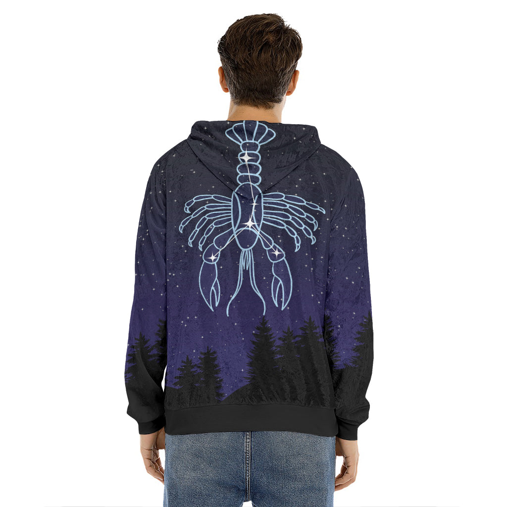 Cancer Constellation Print Men's Velvet Pullover Hoodie