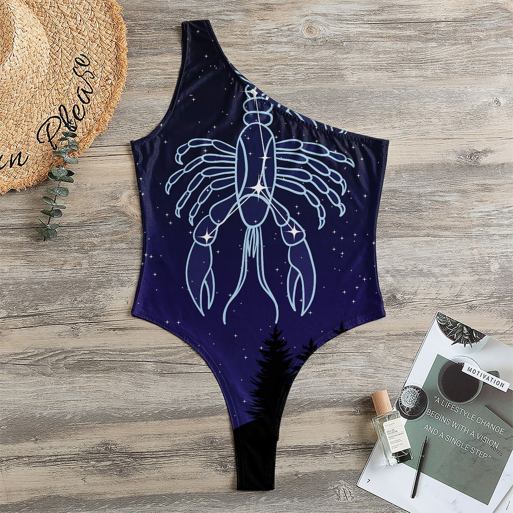 Cancer Constellation Print One Shoulder Bodysuit