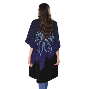 Cancer Constellation Print Open Front Beach Cover Up