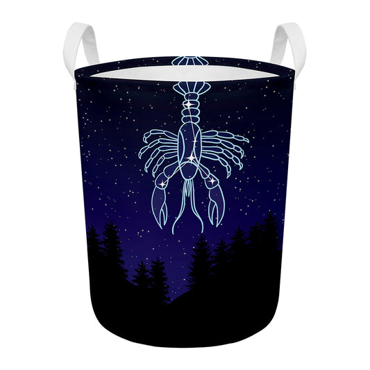 Cancer Constellation Print Round Laundry Basket