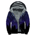 Cancer Constellation Print Sherpa Lined Zip Up Hoodie