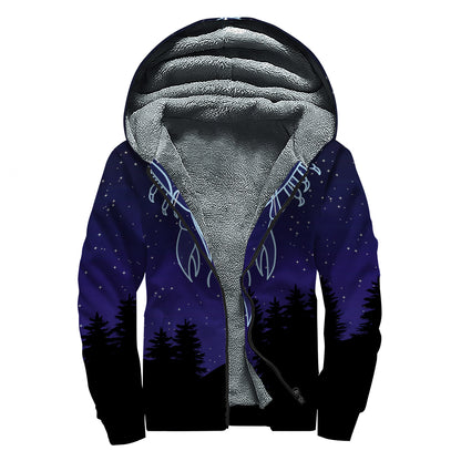 Cancer Constellation Print Sherpa Lined Zip Up Hoodie