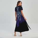 Cancer Constellation Print Short Sleeve Maxi Dress