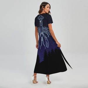 Cancer Constellation Print Short Sleeve Maxi Dress