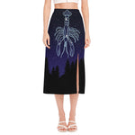 Cancer Constellation Print Side Slit Midi Skirt