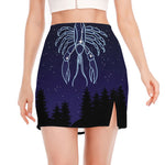 Cancer Constellation Print Side Slit Mini Skirt