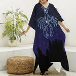 Cancer Constellation Print Silk V-Neck Kaftan Dress
