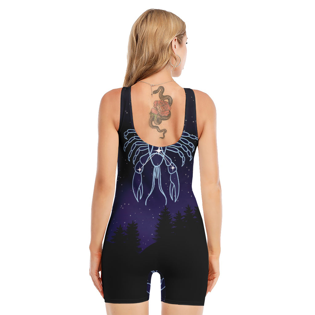 Cancer Constellation Print Sleeveless One Piece Swimsuit