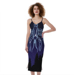 Cancer Constellation Print Slim Fit Midi Cami Dress