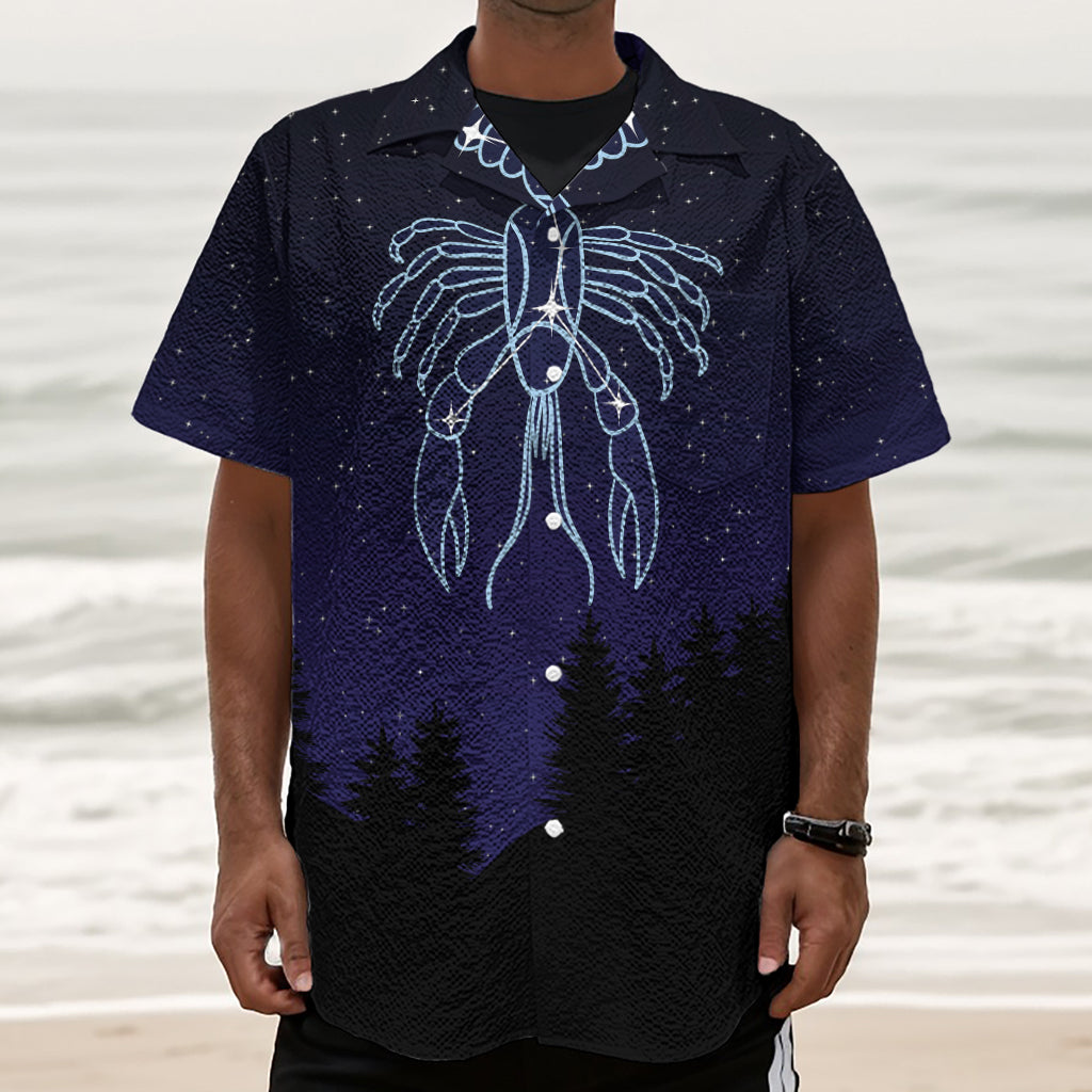 Cancer Constellation Print Textured Short Sleeve Shirt