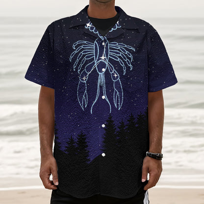 Cancer Constellation Print Textured Short Sleeve Shirt