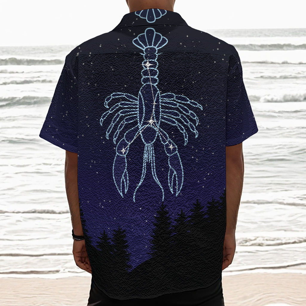 Cancer Constellation Print Textured Short Sleeve Shirt