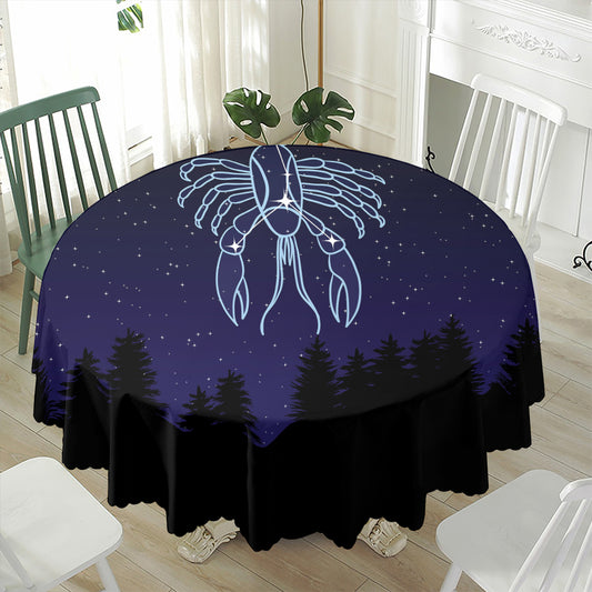 Cancer Constellation Print Waterproof Round Tablecloth