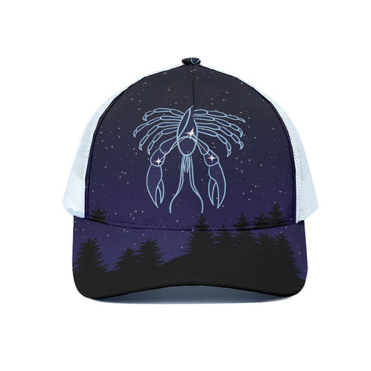 Cancer Constellation Print White Mesh Trucker Cap