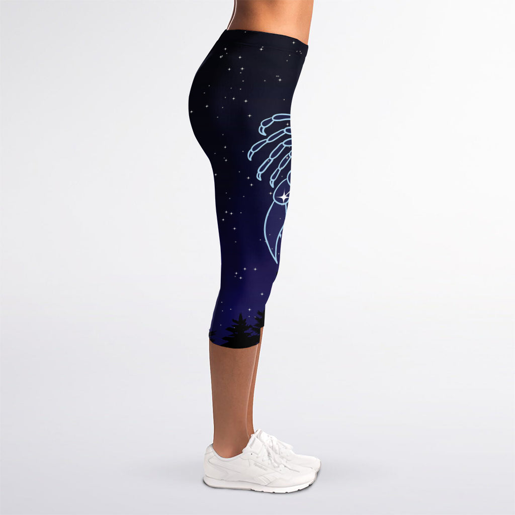 Cancer Constellation Print Women's Capri Leggings