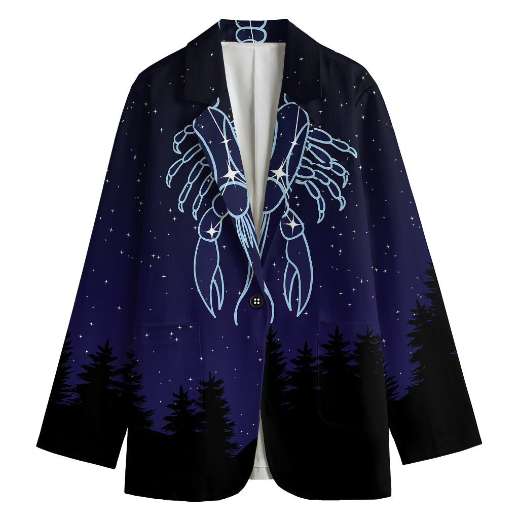 Cancer Constellation Print Women's Cotton Blazer