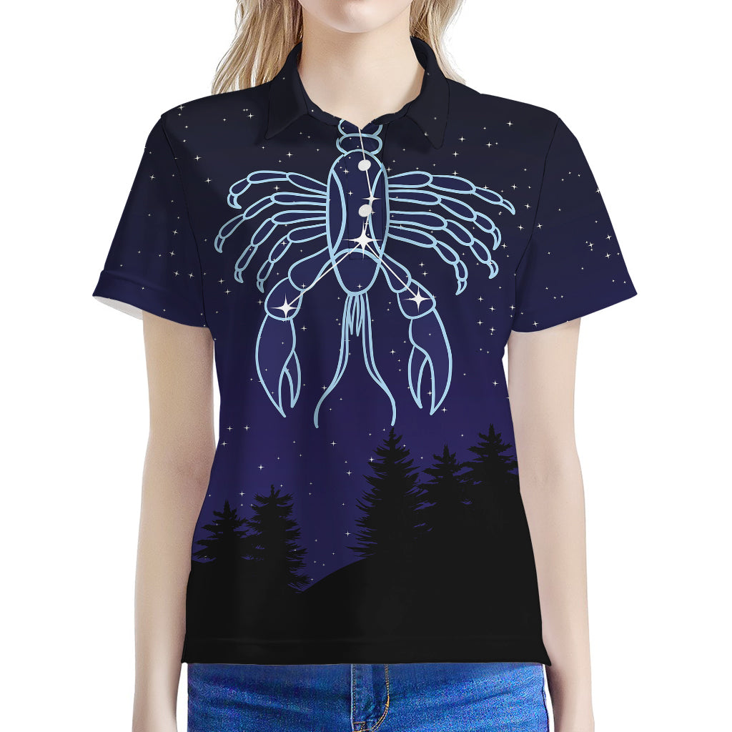 Cancer Constellation Print Women's Polo Shirt