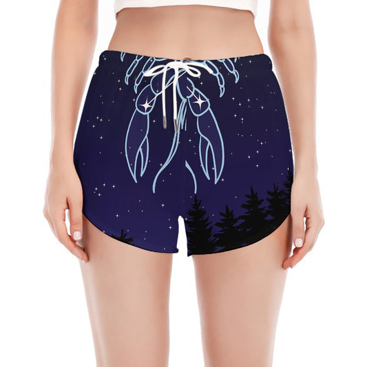 Cancer Constellation Print Women's Split Running Shorts