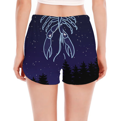 Cancer Constellation Print Women's Split Running Shorts