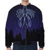 Cancer Constellation Print Zip Sleeve Bomber Jacket