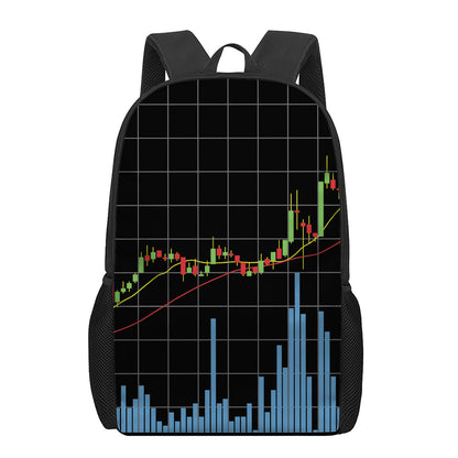 Candlestick Stock Graph Chart Print 17 Inch Backpack