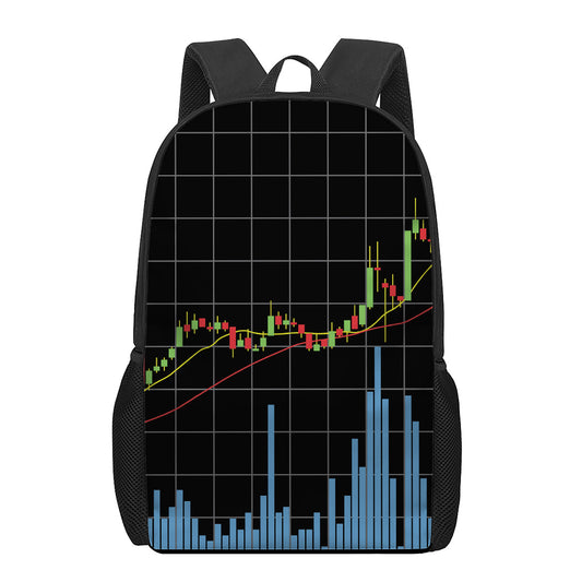 Candlestick Stock Graph Chart Print 17 Inch Backpack